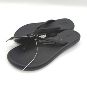 Flojos Artisan Sandals Women 9 Black Embossed Floral Strap Comfort Flip Flop NEW